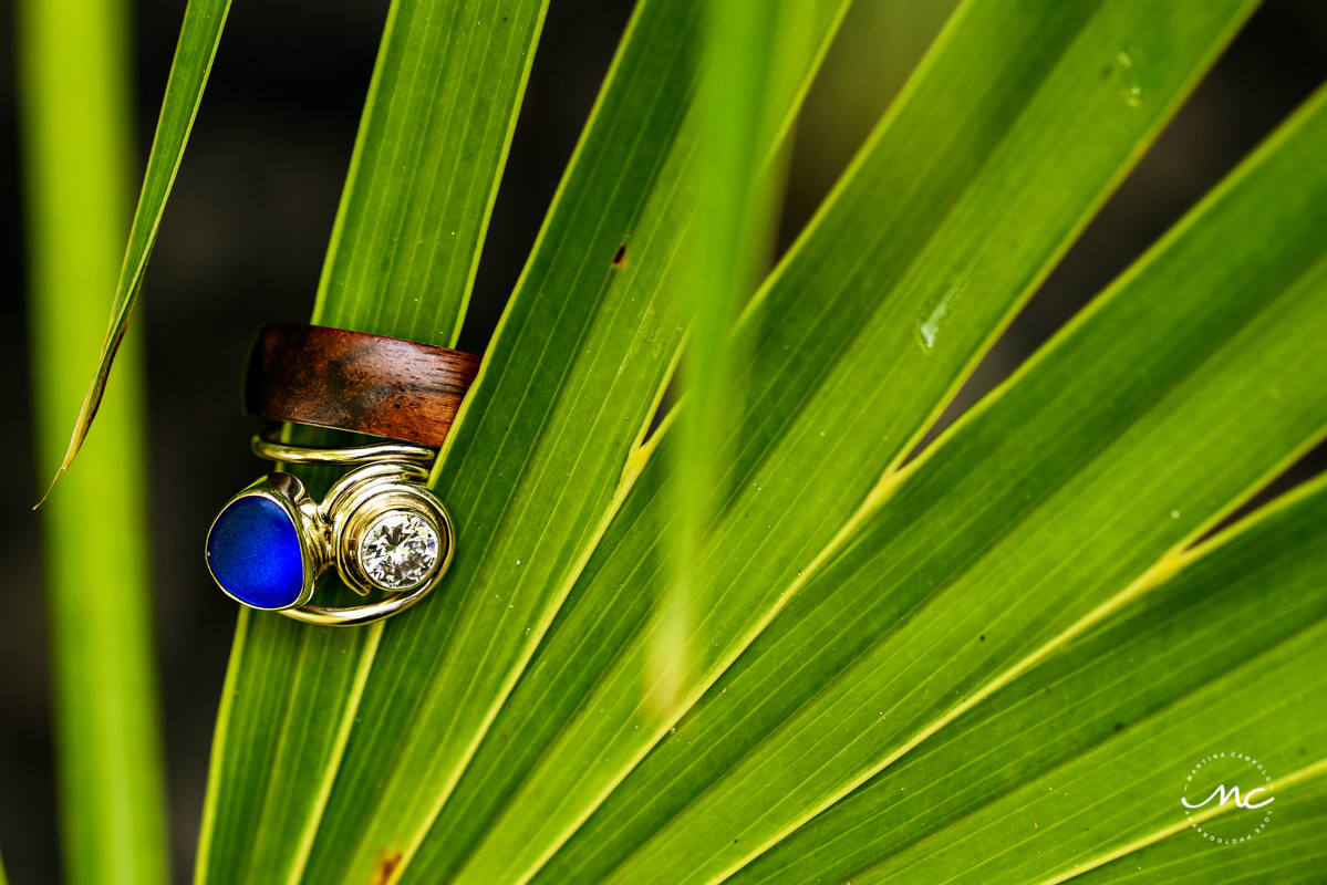 Unconventional Ring Shot at Blue Diamond Riviera Maya Wedding in Mexico. Martina Campolo Photography