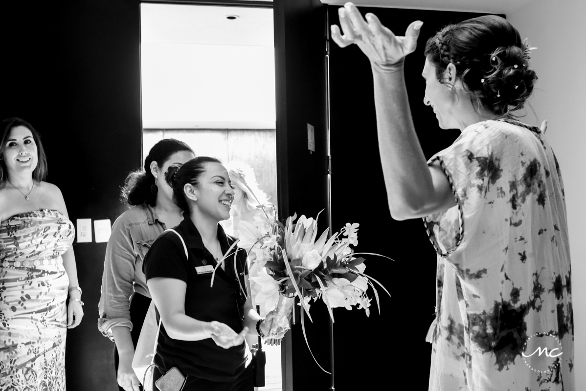 Bride getting ready at Blue Diamond Luxury Boutique Hotel, Mexico. Martina Campolo Photography