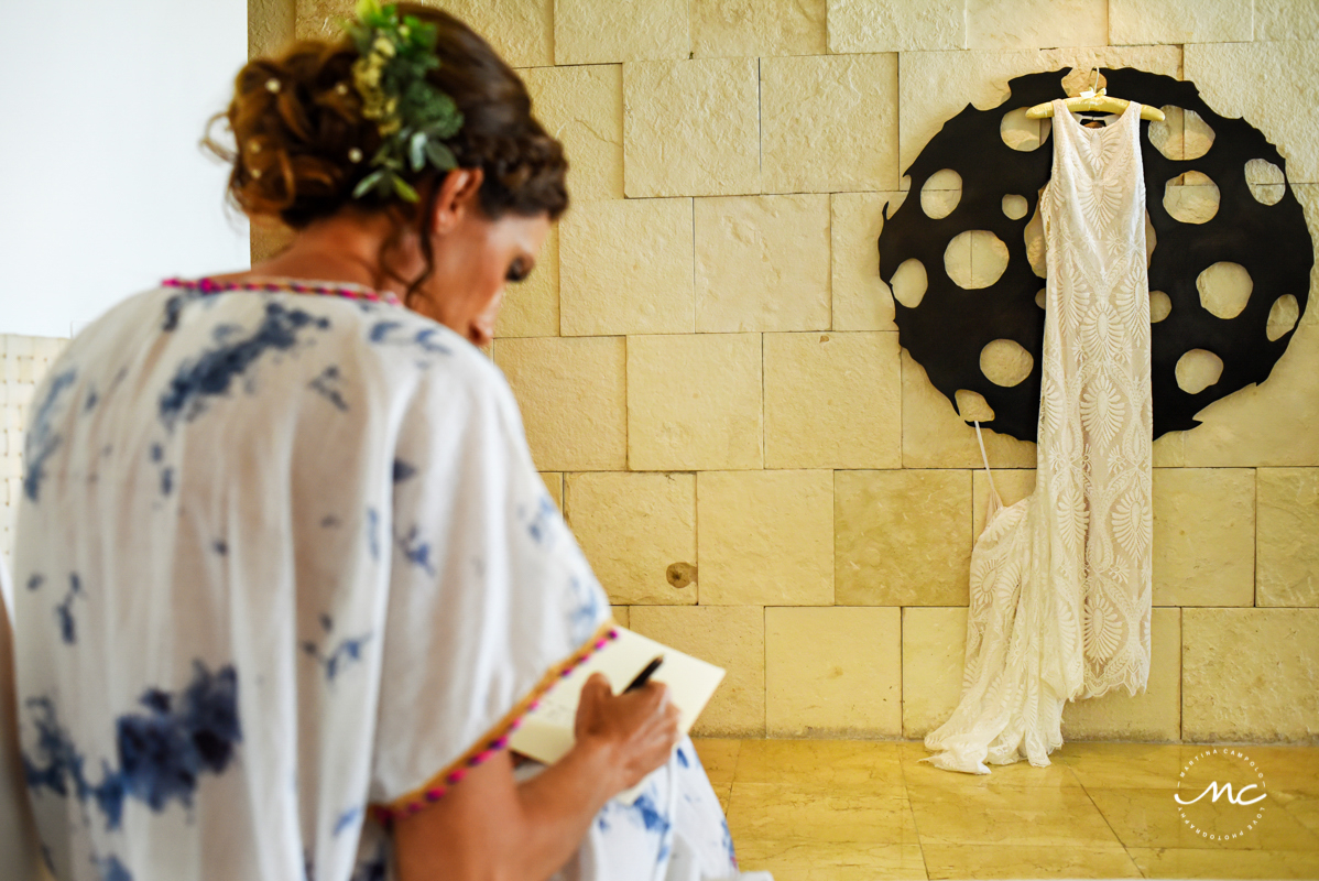 Bride getting ready for Blue Diamond Luxury Boutique Hotel Wedding. Martina Campolo Photography