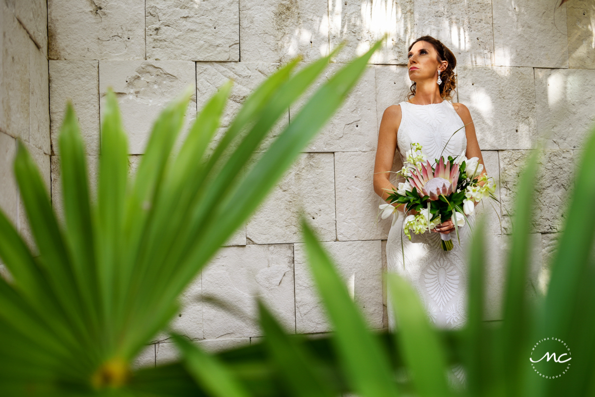 Destination bride portraits at Blue Diamond Luxury Boutique Hotel Wedding, Mexico. Martina Campolo Photography