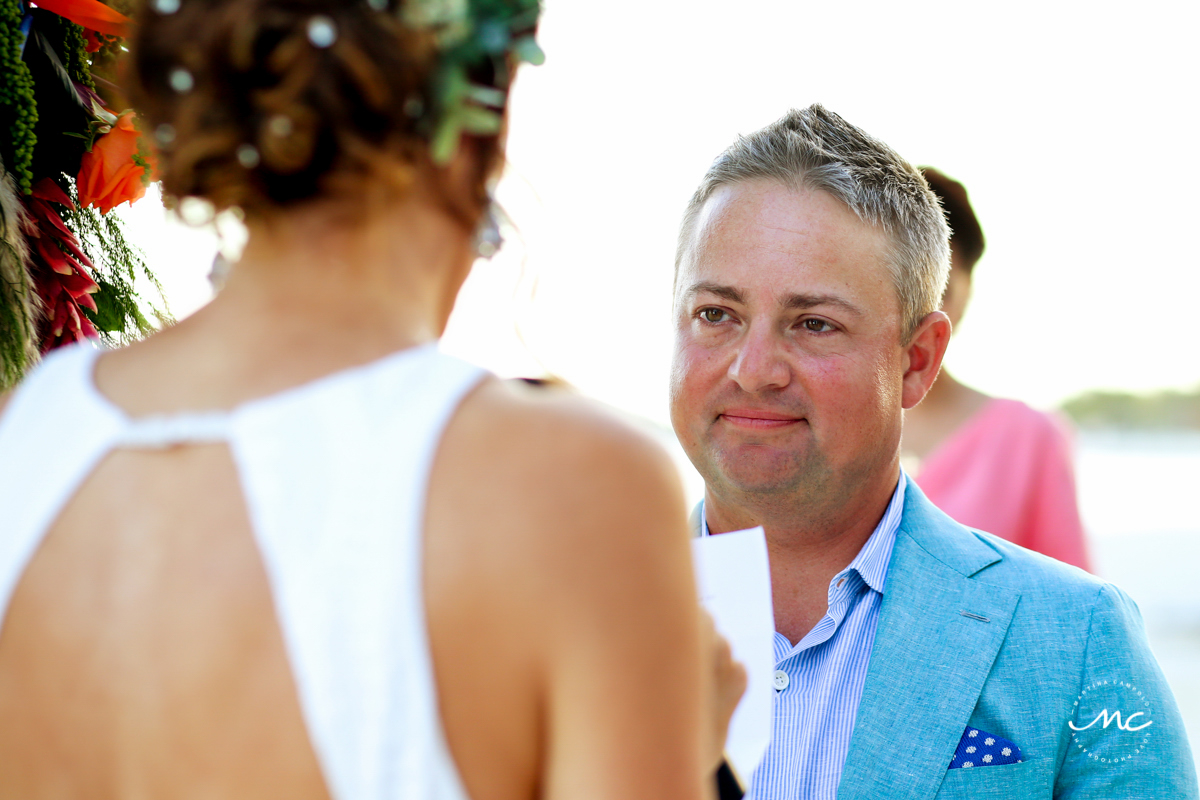 Vows at Blue Diamond Riviera Maya Beach Wedding in Mexico. Martina Campolo Photography