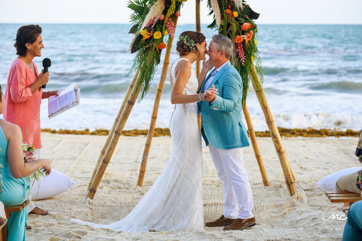 You may kiss the bride. Blue Diamond Luxury Boutique Hotel Wedding in Mexico. Martina Campolo Photography