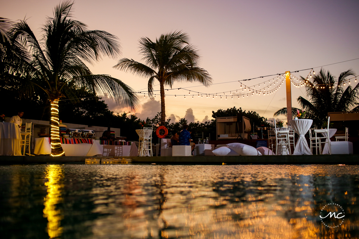 Sunset rooftop wedding reception at Blue Diamond Riviera Maya, Mexico. Martina Campolo Photography