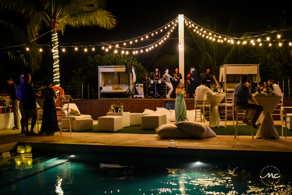 Rooftop wedding reception at Blue Diamond Riviera Maya, Mexico. Martina Campolo Photography