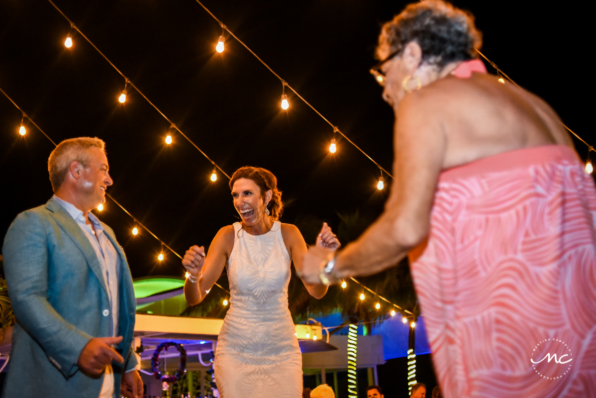 Rooftop wedding reception at Blue Diamond Riviera Maya, Mexico. Martina Campolo Photography