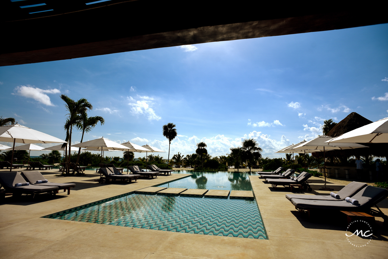 Chable Maroma pool area. Martina Campolo Riviera Maya Wedding Photography