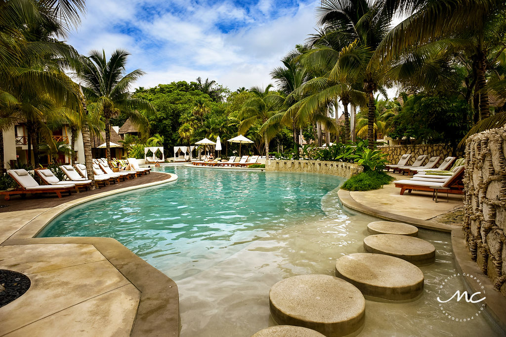 Pool area at Mahekal Beach Resort in Playa del Carmen, Mexico. Martina Campolo Photography