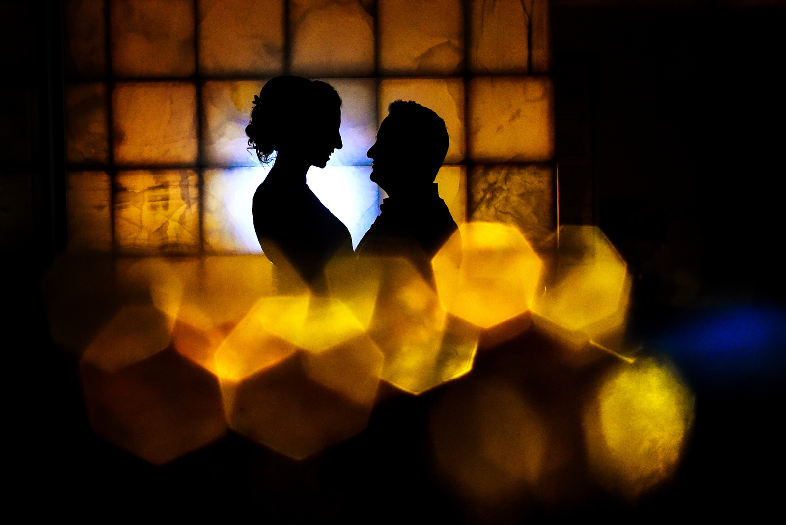 Bride and groom silhouette at Blue Diamond Luxury Boutique Hotel Wedding in Mexico. Martina Campolo Photography