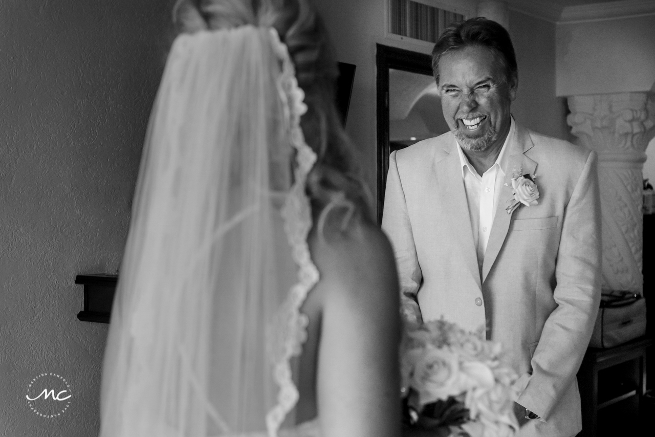 Father of the bride. The Royal Playa del Carmen Wedding. Martina Campolo Photography