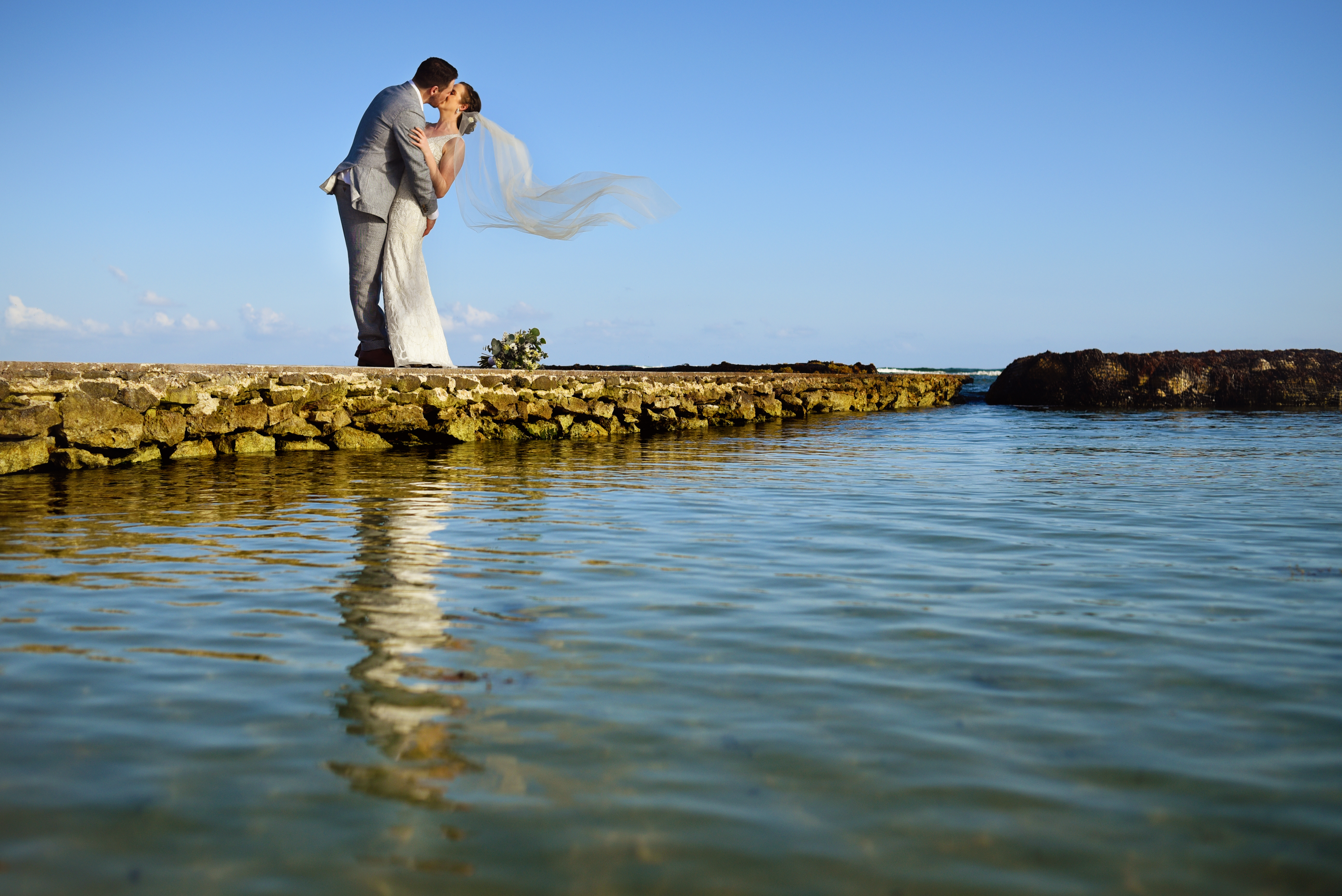 Bride and groom portraits at Hacienda del Mar, Puerto Aventuras Wedding in Mexico. Martina Campolo Photography