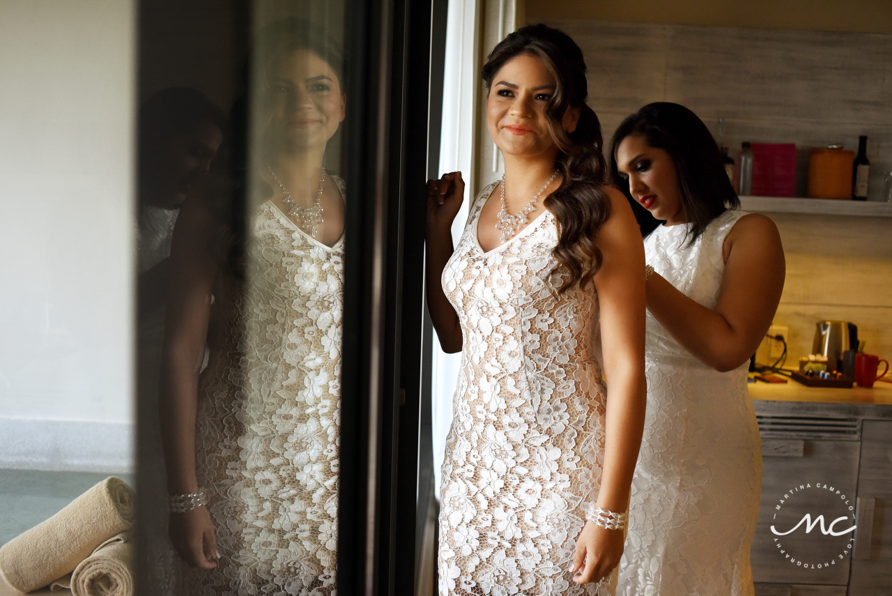 Brides getting dressed for their Gay Destination Wedding at Andaz Mayakoba. Martina Campolo Photography