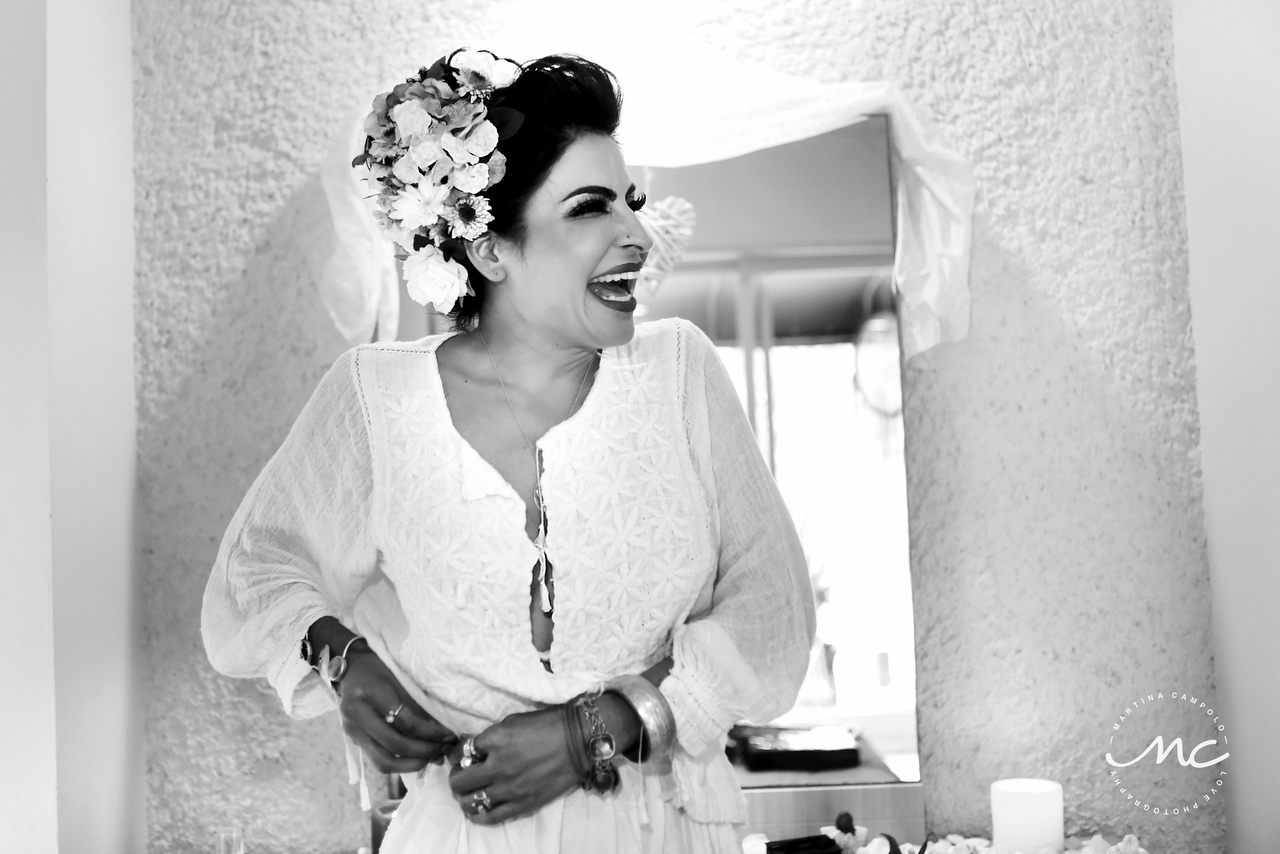 Stunning Mexican bride getting ready. Riviera Maya Wedding by Martina Campolo Photography