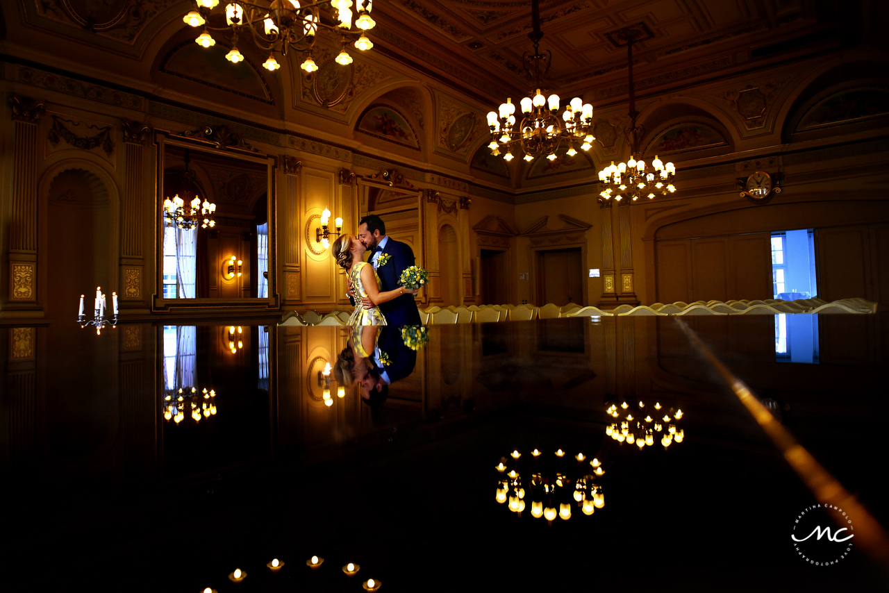 Bride and groom portraits in Heidelberg Castle, Germany. Martina Campolo Wedding Photography