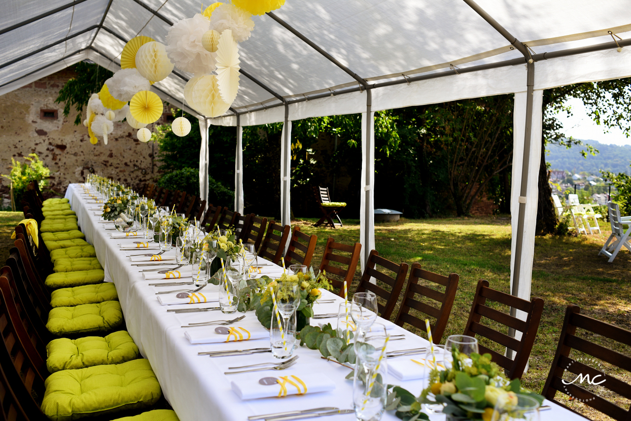 Yellow Wedding Reception at Heidelberg Castle in Germany. Martina Campolo Photography