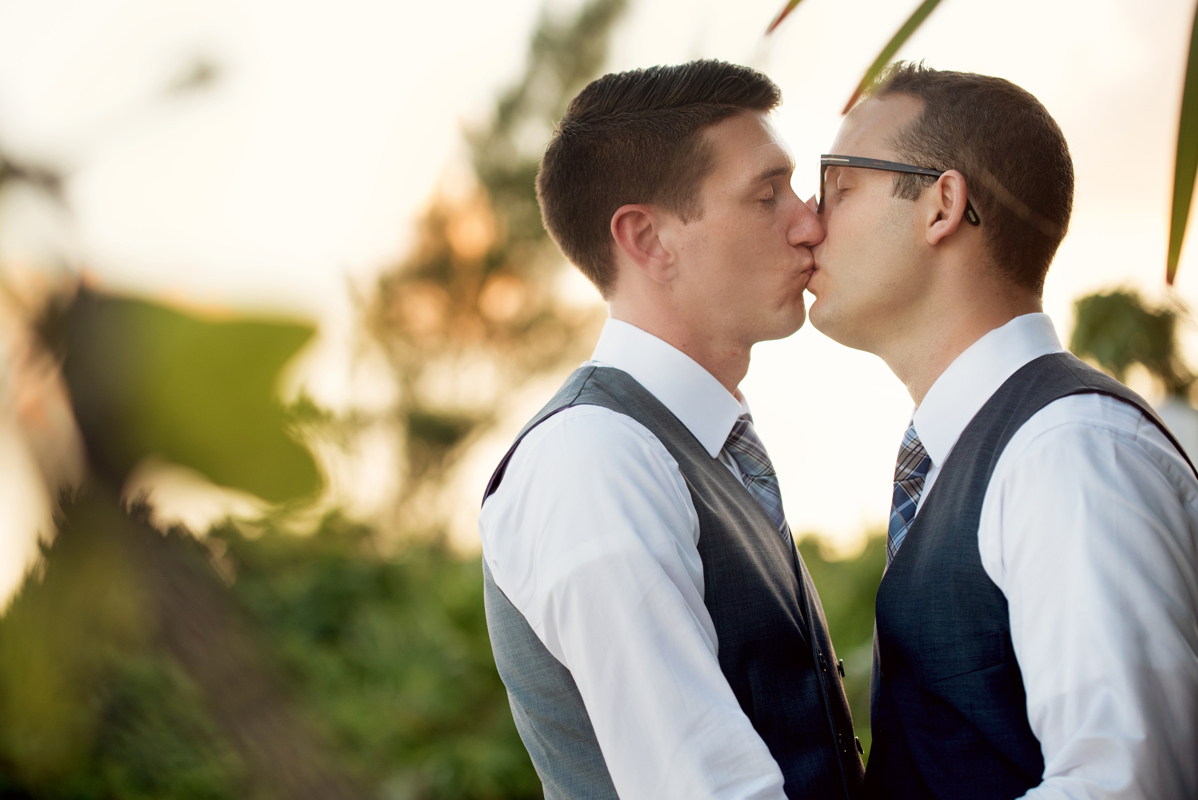 Groom and groom wedding portraits in Playa del Carmen, Mexico by Martina Campolo Photography