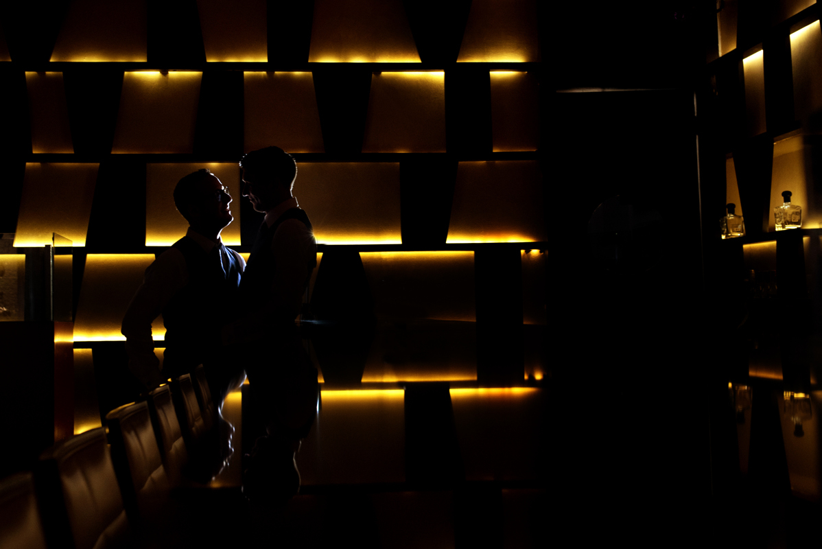 Groom and groom night portraits at Paradisus Riviera Maya, Mexico. Martina Campolo Jewish Wedding Photography