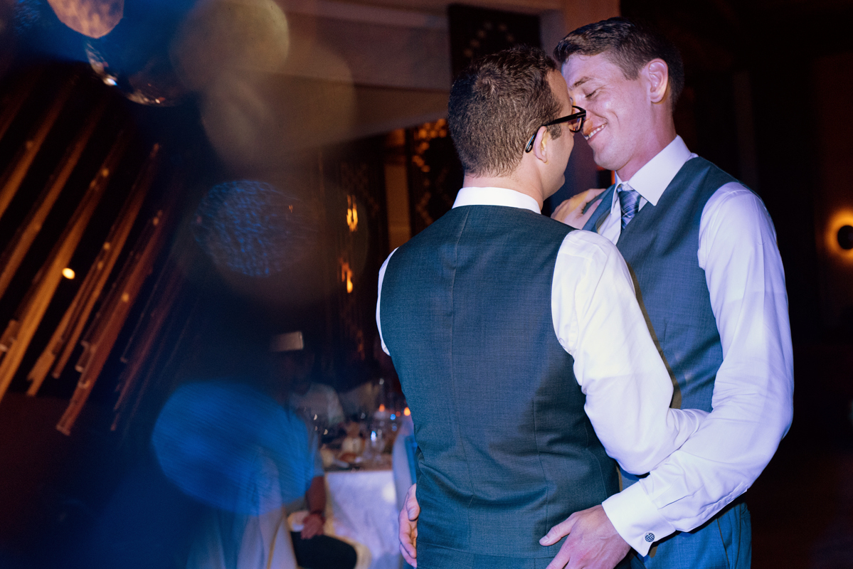 Groom and groom first dance moment. Jewish LGBT Wedding in Mexico by Martina Campolo Photography