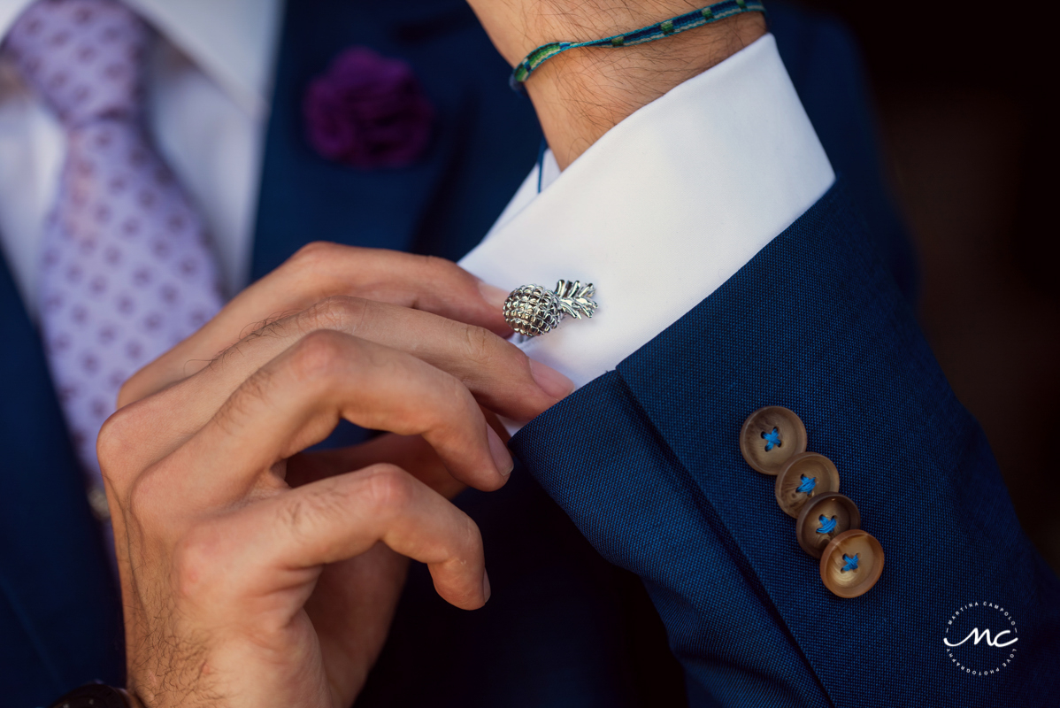 Groom getting ready for a Grand Hyatt Playa del Carmen Wedding, Mexico. Martina Campolo Photography