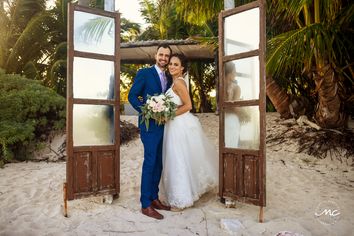 Destination bride and groom portraits at Blue Venado Beach Wedding in Mexico. Martina Campolo Photography