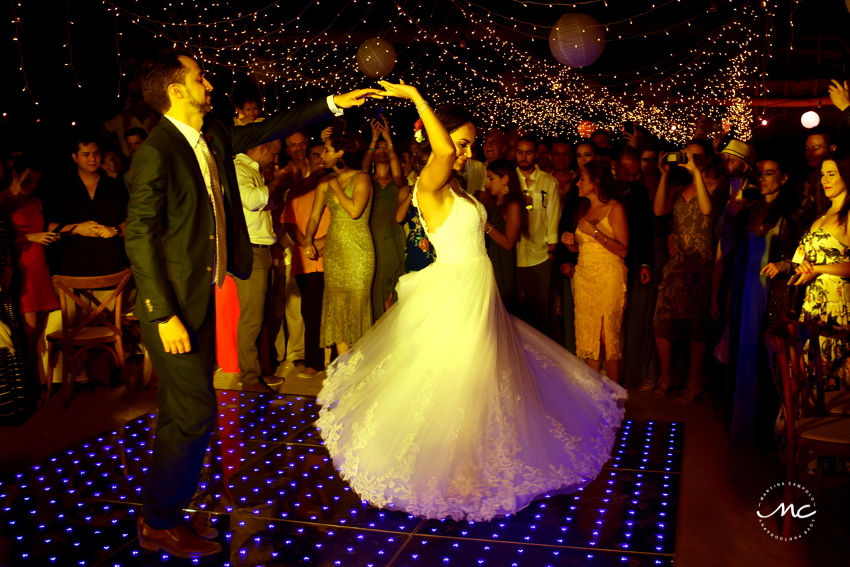 Bride and groom first dance. Blue Venado Wedding in Mexico by Martina Campolo Photography