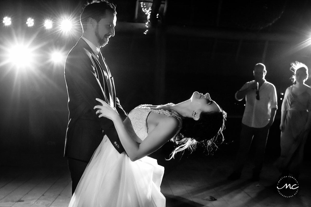 Bride and groom first dance. Blue Venado Beach Wedding in Mexico by Martina Campolo Photography