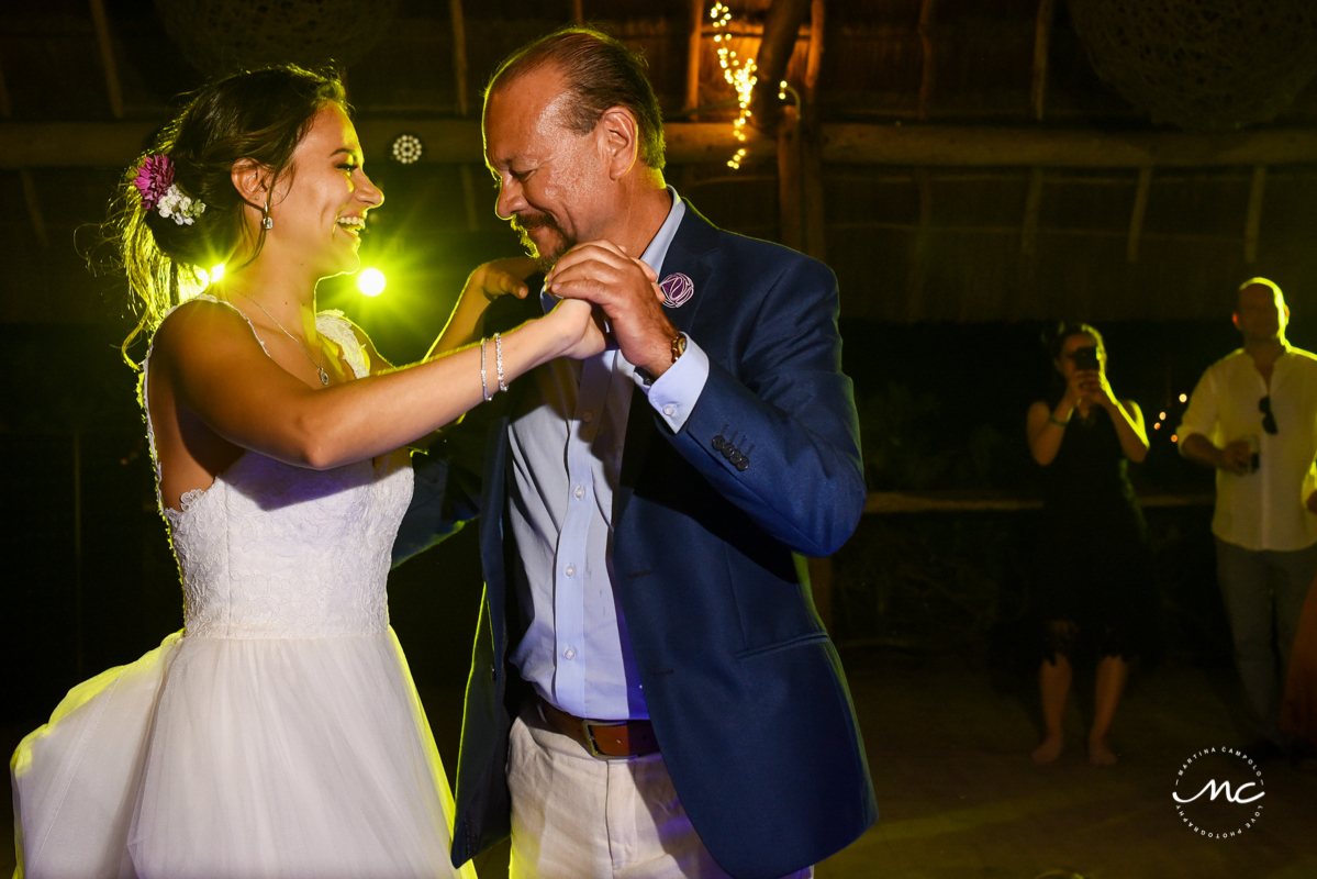 Father of the bride and daughter dance. Blue Venado Wedding in Mexico by Martina Campolo Photography