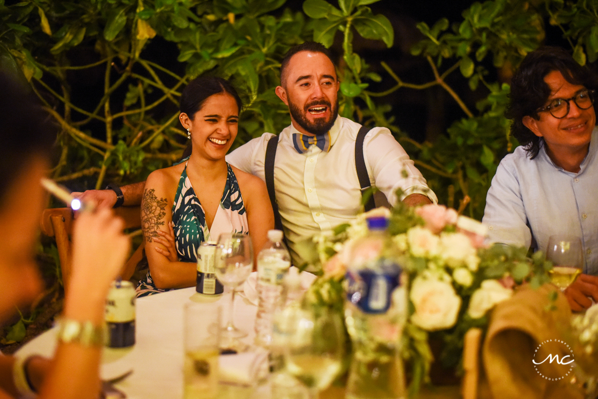 Wedding Reception moment at Blue Venado Beach Club in Mexico. Martina Campolo Photography