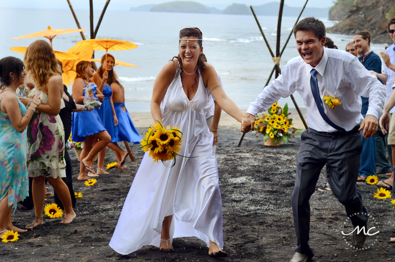 Bride and groom exit. Costa Rica Destination Wedding. Martina Campolo Photography