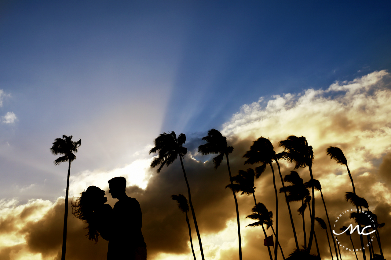 Bride and Groom silhouettes. Paradisus Punta Cana Destination Wedding. Martina Campolo Photographer