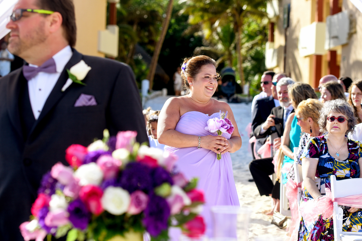 Lilac bridesmaids at Now Sapphire Riviera Cancun wedding by Martina Campolo Photography