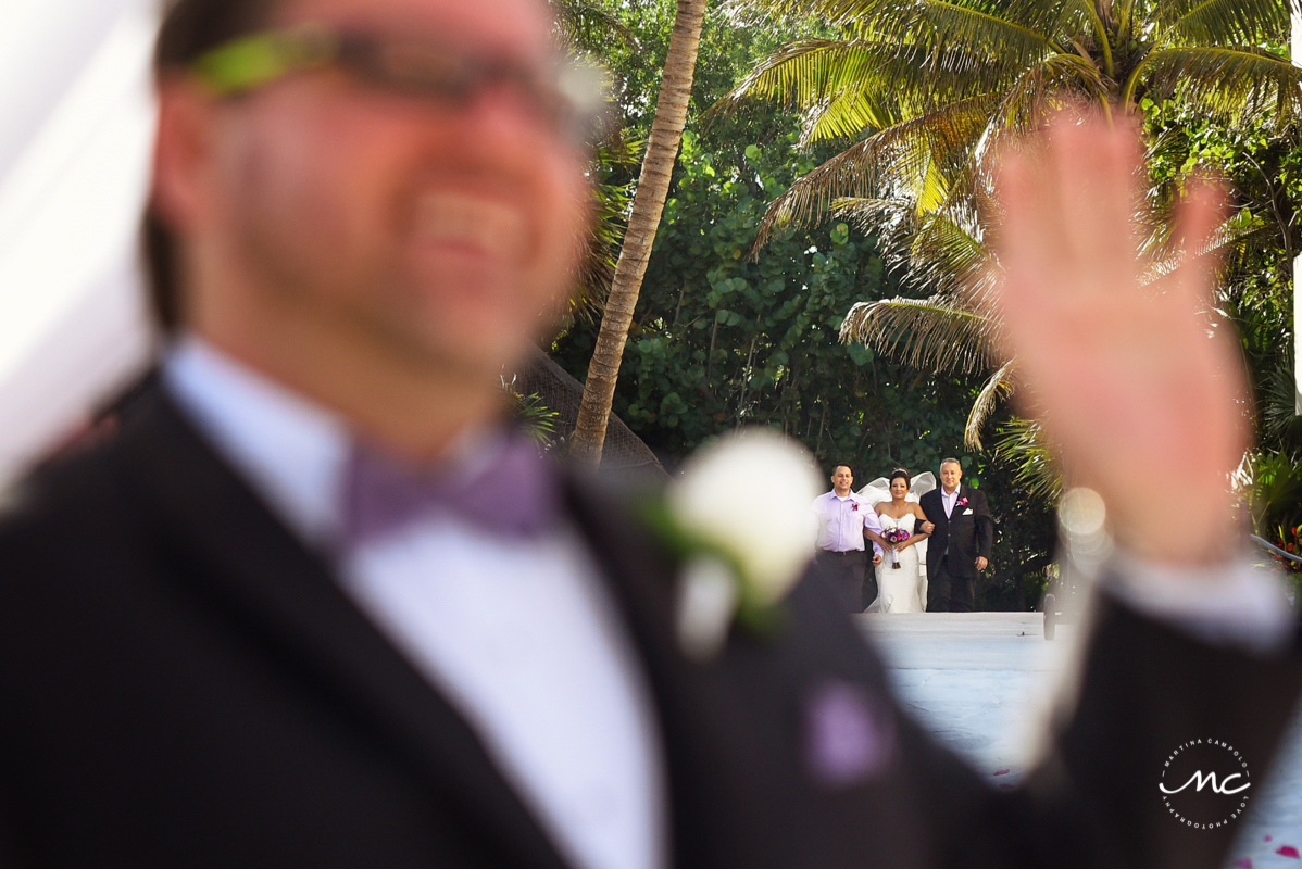 Here comes the bride. Now Sapphire beach wedding in Mexico by Martina Campolo Photography