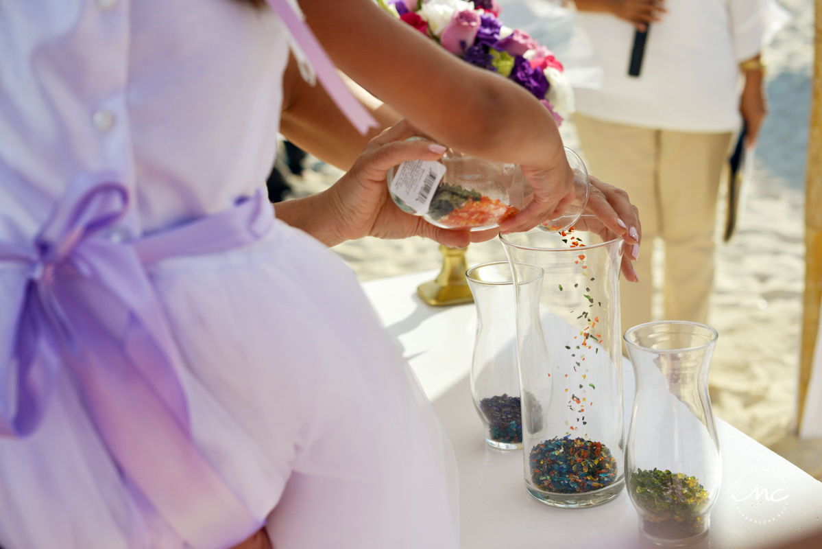 Unity glass ceremony at Now Sapphire Riviera Cancun, Mexico. Martina Campolo Photography