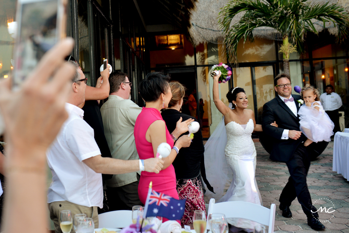 Bride and groom reception entrance at Now Sapphire Riviera Cancun. Martina Campolo Photography