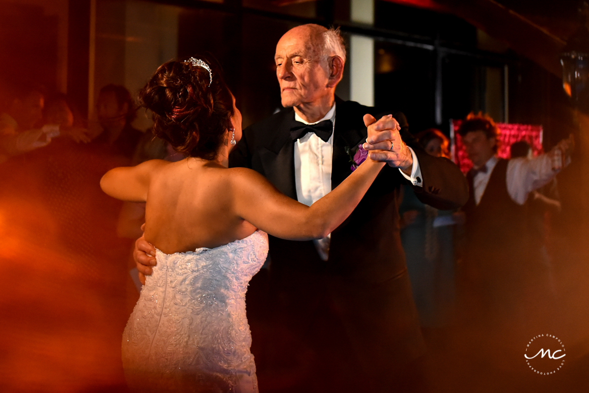 Bride and father dance at Now Sapphire Riviera Cancun, Mexico. Martina Campolo Photography