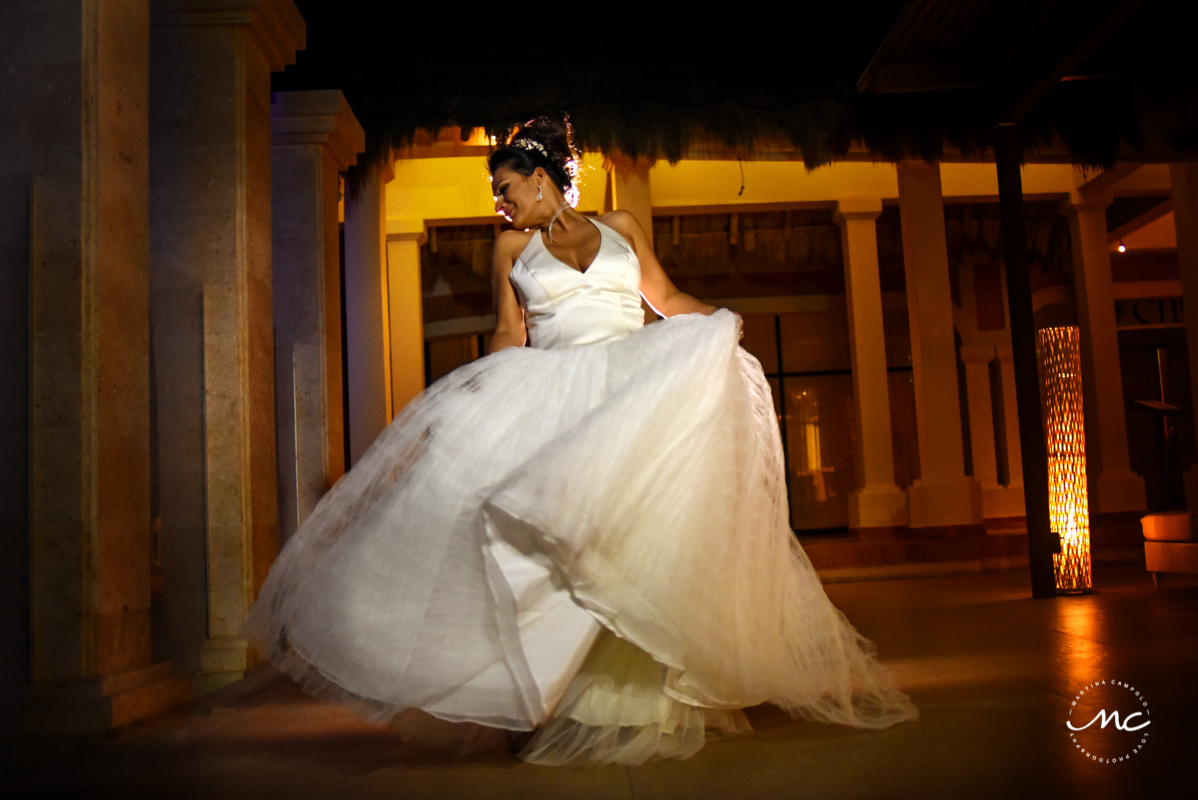 Destination bridal portrait at night. Now Sapphire Wedding by Martina Campolo Photography