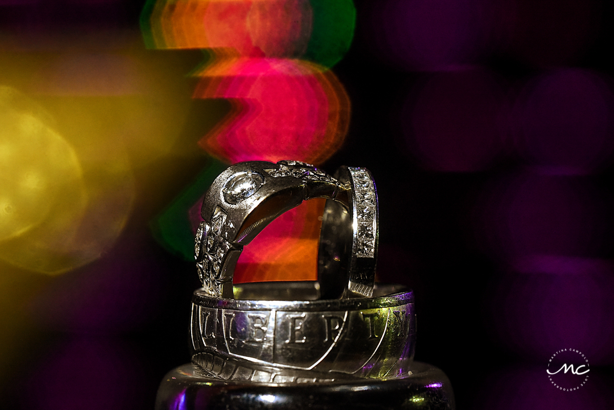 Wedding rings by Martina Campolo Photography at Now Sapphire Riviera Cancun wedding