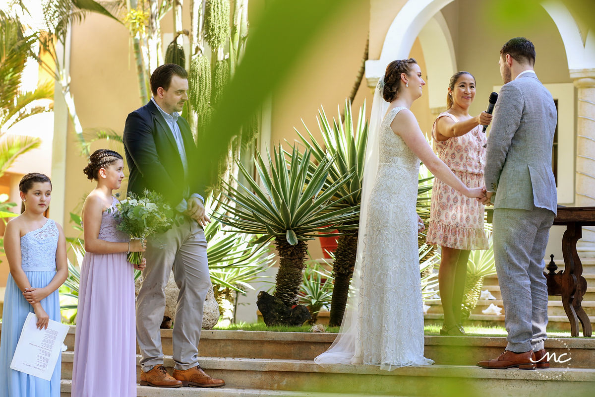 Wedding vows moment at Hacienda del Mar, Riviera Maya, Mexico. Martina Campolo Photography