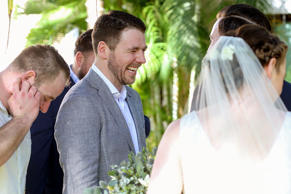 Happy groom. Hacienda del Mar destination wedding in Mexico by Martina Campolo Photography