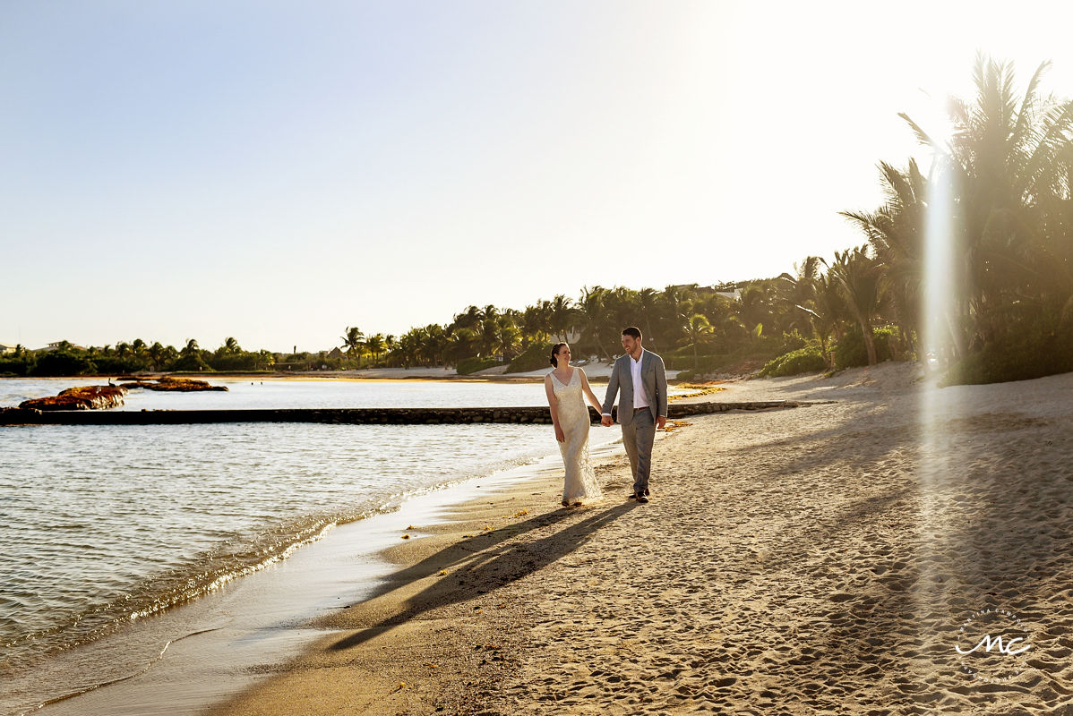 Beach bride and groom portraits at Hacienda del Mar, Riviera Maya, Mexico. Martina Campolo Wedding Photography
