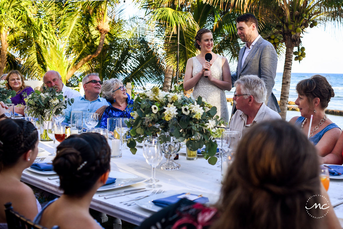 Intimate wedding reception at Hacienda del Mar, Riviera Maya, Mexico. Martina Campolo Photography