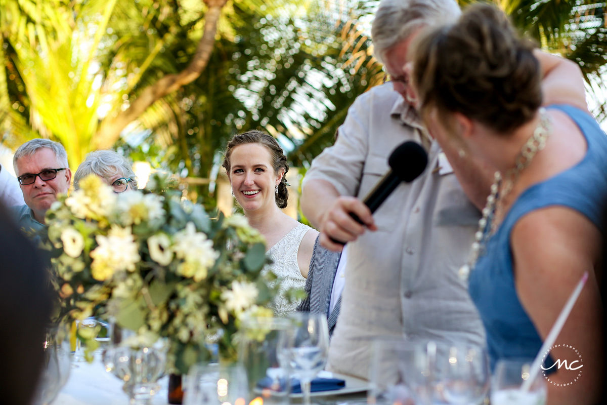 Wedding speeches. Hacienda del Mar destination wedding in Riviera Maya, Mexico. Martina Campolo Photography