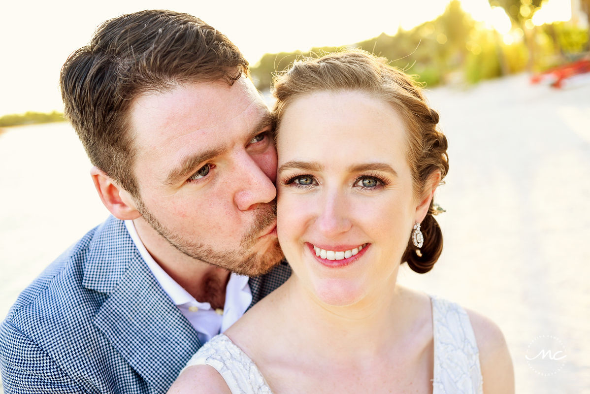 Beach bride and groom portraits closeup at Hacienda del Mar, Riviera Maya, Mexico. Martina Campolo Photography