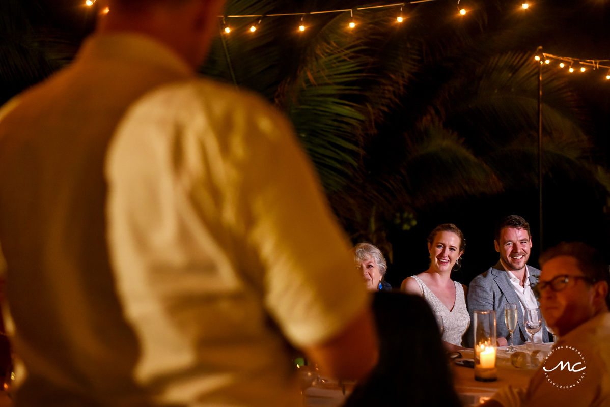 Wedding reception moment at Hacienda del Mar, Riviera Maya, Mexico. Martina Campolo Photography