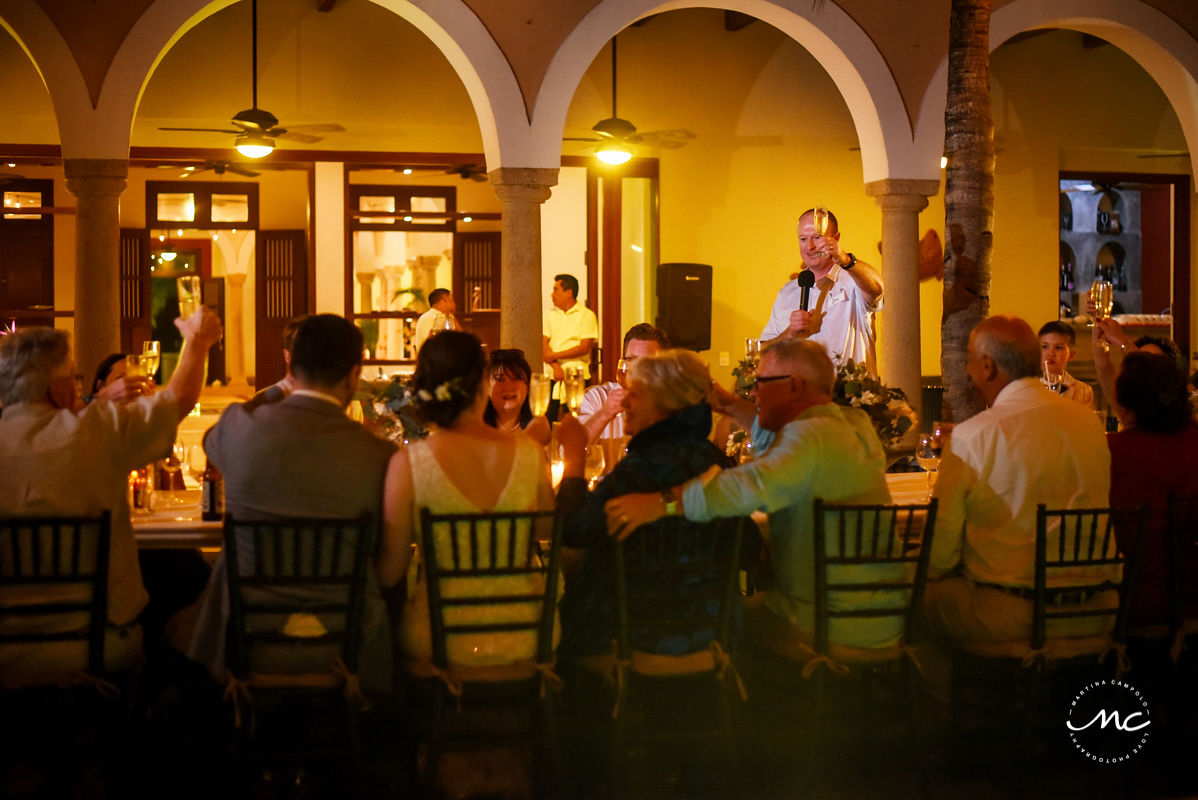 Wedding speeches. Hacienda del Mar, Puerto Aventuras, Mexico. Martina Campolo Photography