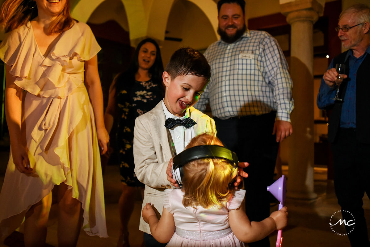 Kids playing and dancing at Hacienda del Mar wedding reception in Mexico. Martina Campolo Photography